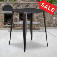 Flash Furniture CH-51040-40-BQ-GG 31.5" Square Bar Height Black-Antique Gold Metal Indoor-Outdoor Table